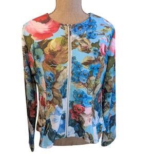 Laura Hlvac Floral Print Zip Front Jacket Women's Size M
